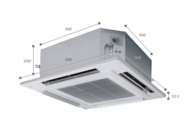 Air conditioning unit with dimensions