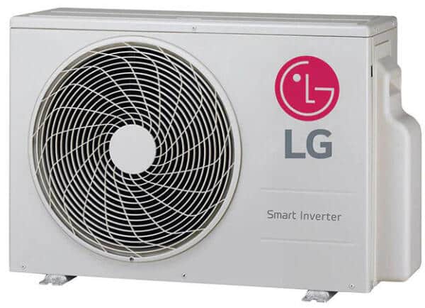 LG smart inverter air conditioning unit with white background